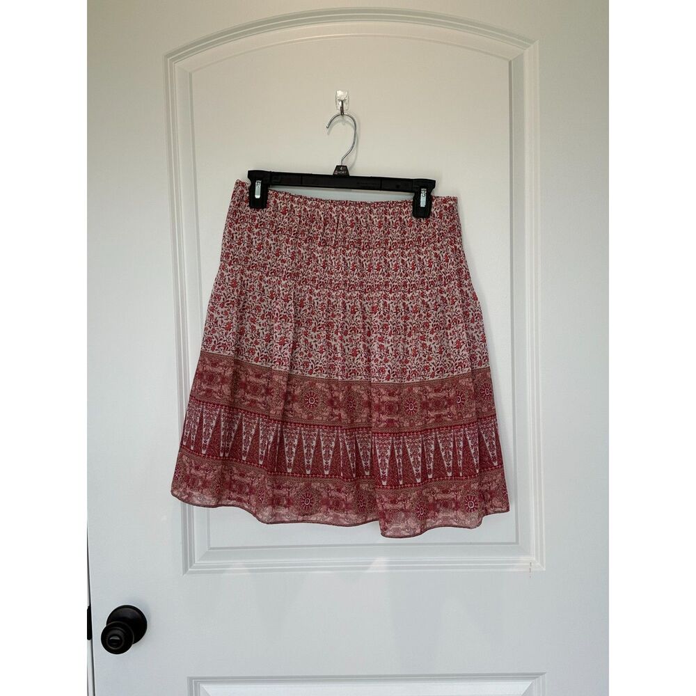 NWT Max Studio Red Pink Floral Flowy Skirt Size Small